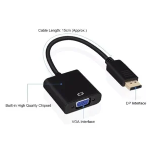 Adaptador Dp A Vga, 25 Cm, Negro - Imagen 4