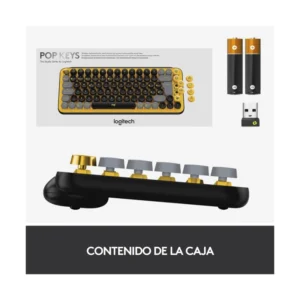 Teclado Inalambrico Bt Logitech Pop Keys 75% ( 920-010713 ) Mecanico | Gx Brown Tactile | Negro C/ Amarillo - Imagen 7