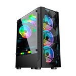 Case 1stplayer (D4) Sin Fuente, Negro, Atx, 1 Panel Vidrio, X4 Fan, Led-rgb