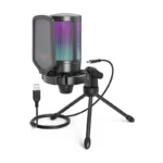 Microfono Fifine A6v Ampligame (A6v-b) Negro, Filtro Pop, Montaje De Impacto, Condensador Con Silencio Rapido, Para Pc/ps5, Led-rgb