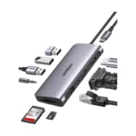 Adaptador Usb-c A 10 En 1 Ugreen Cm179 (80133) Cable 20cm, 3x Usb, X1 Hdmi, X1 Vga, X1 Rj45, X1 Sd Slot, X1 Tf Card, X1 3.5mm
