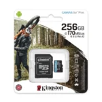 Memoria Micro Sd Kingston Canvas Go! Plus 256gb (Sdcg3/256gb) Con Card Adaptador, 170mb/s, 90mb/s
