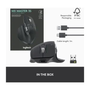 Mouse Inalambrico Logitech Mx Master 3s (910-006561) Negro, Bluetooth, 8000 Dpi, 7 Botones, 141g - Imagen 11