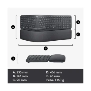 Teclado Inalambrico Logitech Ergo K860 (920-009845) Negro, Bluetooth, Ergonomico - Imagen 13