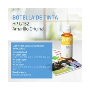 Tinta Hp Gt52 Amarillo (M0h56al) Gt 5810/gt 5820, 70ml - Imagen 2