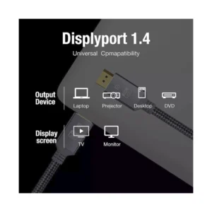 Cable Dp A Dp (Fe-156) Negro, 1.4v, 4k/8k, 2 Metros - Imagen 3