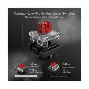 Teclado Redragon Horus Tkl 80% (K622-rgb-sp-r) Gaming, Negro, Mecanico, Switch Rojo, Led-rgb - Imagen 4