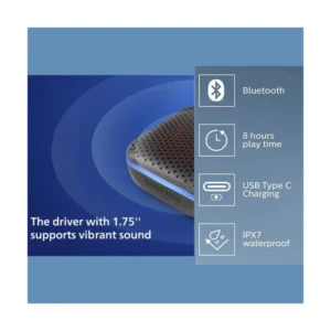 Parlante Portatil Philips (Tas2505b/00) 6w, Negro, Bluetooth, Led-multicolor - Imagen 3