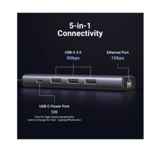 Adaptador Usb-a A 5 En 1 Ugreen (6957303865543) X3 Usb-a, X1 Rj45 - Imagen 5