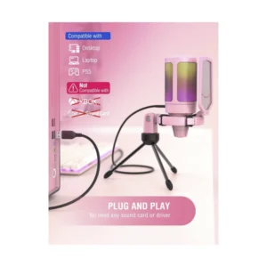 MICROFONO FIFINE A6V AMPLIGAME ( A6V-P ) ROSADO, FILTRO POP, MONTAJE DE IMPACTO, CONDENSADOR CON SILENCIO RAPIDO, PARA PC/PS5, LED-RGB - Imagen 6