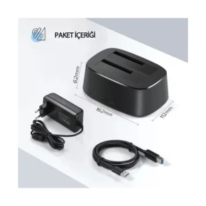 Duplicador De Discos Docking Station Ugreen Cm198 (6957303858545) Doble Bahia, Usb 3.0, Sata 2.5/3.5 - Imagen 6