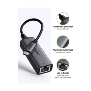 Adaptador Usb-c A Red Ugreen Cm199 (50737) Velocidad 10/100/100mbps, Negro - Imagen 6