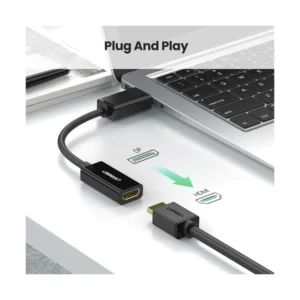 Adaptador Dp A Hdmi Ugreen Mm137 (40363) Cable 25 Cm, 4k - 2k - 30hz, Negro - Imagen 7