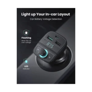 Transmisor Fm Bluetooth Carga Rapida Autoradio Ugreen (6957303889105) Bt 5.0, Mp3/mp4, X2 Usb/usb-c - Imagen 7