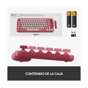 Teclado Inalambrico Logitech Pop Keys 75% (920-010715) Mecanico, Bluetooth, Gx Brown Tactile, Coral Con Rosado - Imagen 8