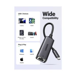 Adaptador Usb-c A Red Ugreen Cm199 (50737) Velocidad 10/100/100mbps, Negro - Imagen 8