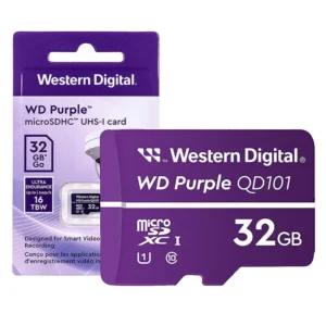 MEMORIA MICRO SD WESTERN DIGITAL QD101 32GB ( WDD032G1P0C-85AELO ) PURPURA, 16 TBW, SDXC, PARA CAMARA VIGILANCIA - Imagen 1