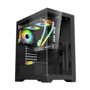 CASE 1STPLAYER MI7 ( MI7 BLACK ) SIN FUENTE, ATX, NEGRO, ATX, 2 PANEL VIDRIO, X3 FAN, LED-RGB - Imagen 1