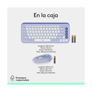 Combo Inalambrico Logitech Pop Icon Combo (920-013054) Lila Y Blanco Crudo, Teclado+mouse - Imagen 11