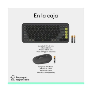 Combo Inalambrico Logitech Pop Icon Combo (920-013052) Grafito Y Verde, Teclado+mouse - Imagen 11