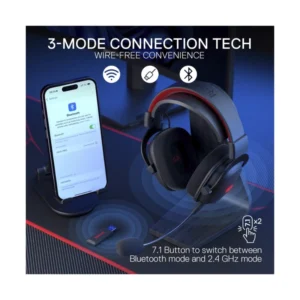 Auricular Inalambrico Redragon Zeus Pro (H510-pro) Gaming, Negro, 7.1, Usb Wireless + Cable Usb, Led-rgb - Imagen 3