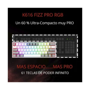 Teclado Inalambrico Redragon Fizz Pro 60% (K616-rgb-wg) Gaming, Blanco Con Gris, Mecanico, Switch Rojo, Bluetooth, Led-rgb - Imagen 4