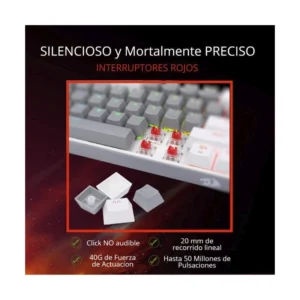 Teclado Inalambrico Redragon Fizz Pro 60% (K616-rgb-wg) Gaming, Blanco Con Gris, Mecanico, Switch Rojo, Bluetooth, Led-rgb - Imagen 5