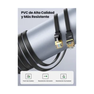 Cable De Red Ugreen Nw106 (6957303882670) Negro, Cable Plano, Cat7, 600mhz, 20 Metros - Imagen 5