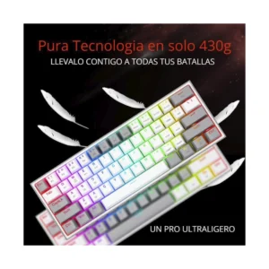 Teclado Inalambrico Redragon Fizz Pro 60% (K616-rgb-wg) Gaming, Blanco Con Gris, Mecanico, Switch Rojo, Bluetooth, Led-rgb - Imagen 6