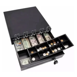 Gaveta De Dinero Pos Link (Bq 400As) Negro, Metal, 5 Divisiones Para Billetes Y 8 Para Monedas, 405Mm X 410Mm, Rj-11 - Imagen 4