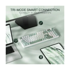 Teclado Inalambrico Redragon Galatin Pro (K719Wg-Rgb-Pro) Gaming, Blanco Con Verde, Mecanico, Switch Green, Enchufe De 3 Modos, Pantalla Lcd - Imagen 4