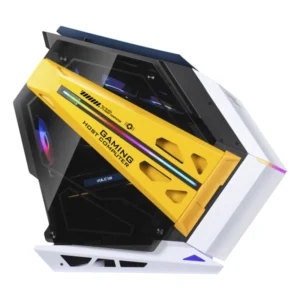 Case Gamemax (Autobot-2) Sin Fuente, Blanco Con Amarillo, Atx, 2 Panel Vidrio, X2 Fan, Led-rgb - Imagen 3