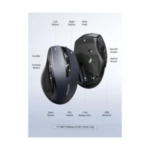 Mouse Inalambrico Ugreen Mu006 (90545) Negro, Ergonomico, 4000 Dpi, 6 Botones - Imagen 8