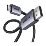 Cable Dp A Hdmi Ugreen Dp125 (35843) Negro, Dp 1.2 A Hdmi 1.4, 4K De 1080P A 120Hz, Cable Trenzado Alu, 3 Metros