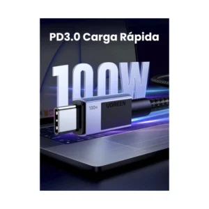 Cable De Carga & Datos Usb-C A Usb-C Ugreen L512 (45063) Negro, 100W Carga Rapida, 20V 5A, 1 Metro - Imagen 2