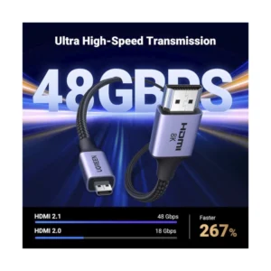 Cable Micro Hdmi A Hdmi Ugreen Hd164 (15517) 8K 60Hz, 4K 240Hz, Carcasa De Aluminio, 2 Metros - Imagen 3
