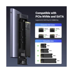 Rack Para M.2 Ugreen Cm767 (15813) Negro, M.2 Nvme/Sata, 2230/2242 /2260/2280 Nvme Sata Ssd, Cable Usb-C/Usb 3.2 - Imagen 3