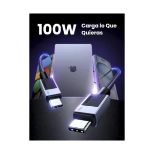 Cable De Carga & Datos Usb-C A Usb-C Ugreen L512 (45063) Negro, 100W Carga Rapida, 20V 5A, 1 Metro - Imagen 3