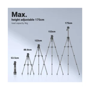 Tripode Para Camara Ugreen (15187) 175 Cm, Aleacion De Aluminio Con Soporte Para Celular, Cabezal De 360°, Compatible Con Dslr/Proyectores/ Camara - Imagen 4