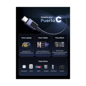 Cable De Carga & Datos Usb-C A Usb-C Ugreen L512 (45063) Negro, 100W Carga Rapida, 20V 5A, 1 Metro - Imagen 7
