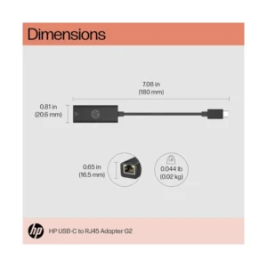 Adaptador Usb-C A Red Hp G2 (4Z527Aa) Velocidad 10/100/100Mbps, Negro - Imagen 3