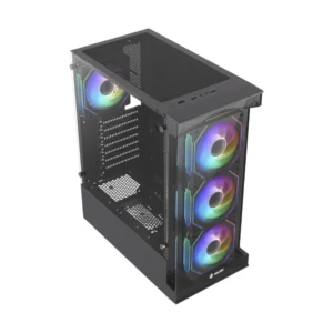 Case Halion (Tauro Cr33) Con Fuente De 500W, Negro, Atx, 2 Panel Vidrio, X4 Fan, Led-Rgb - Imagen 3