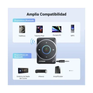 Adaptador Auxiliar Para Automovil Ugreen Cm723 (35002) Bluetooth 5.4, Cancelacion De Ruido, Cable Trenzado De Nailon - Imagen 7