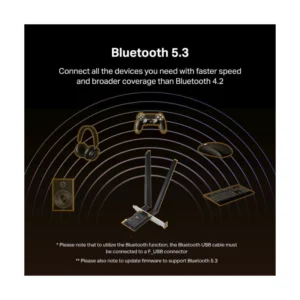 Tarjeta Pcie Inalambrico + Bluetooth 5.3 Tp-Link Axe5400 (Archer Txe72E) Wi-Fi 6, 2.4Ghz/574Mbps, 5/6Ghz 2402Mbps, Antena X2, Wpa3, Latencia Ultrabaja - Imagen 5