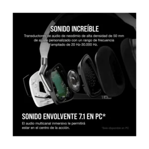 Auricular Inalambrico Corsair Void Rgb Elite (Ca-9011202-Na) Blanco, Sonido Envolvente 7.1, Certificados Por Discord, Para Pc, Ps5 Y Ps4 - Imagen 4