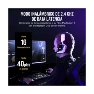 Auricular Inalambrico Corsair Void Rgb Elite (Ca-9011202-Na) Blanco, Sonido Envolvente 7.1, Certificados Por Discord, Para Pc, Ps5 Y Ps4 - Imagen 6