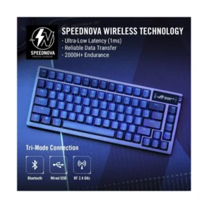 Teclado Inalambrico Asus 80% (M701 Rog Azoth/Nxsw/Es) Gaming, Negro, Mecanico, Bluetooth, Switch Lineales Rog Nx Snow, Teclas Pbt, Pantalla Oled, Rgb - Imagen 3