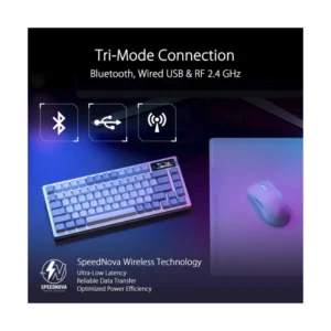 Teclado Inalambrico Asus 80% (M701 Rog Azoth/Nxsw/Es/Wht) Gaming, Blanco, Mecanico, Bluetooth, Switch Lineales Rog Nx Snow, Teclas Pbt, Pantalla Oled - Imagen 3