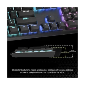 Teclado Corsair K60 Pro Low Profile (Ch-910D018-Sp) Gaming, Negro, Mecanico, Switch Cherry Mx Low Profile Speed, Estructura De Aluminio, Led-Rgb - Imagen 3