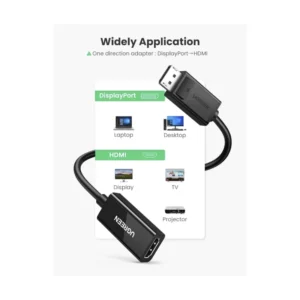 Adaptador Dp A Hdmi Ugreen Mm137 (70694) 4K/2K 60Hz, Cable 25Cm - Imagen 3